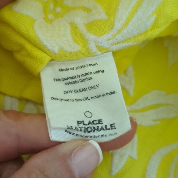 Anthro Place Nationale Yellow Linen Embroidered Shorts - Picture 8 of 11